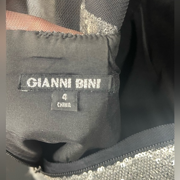 Gianni Bini Silver Sequin Mini Gown with Sheer Back - Picture 5 of 5